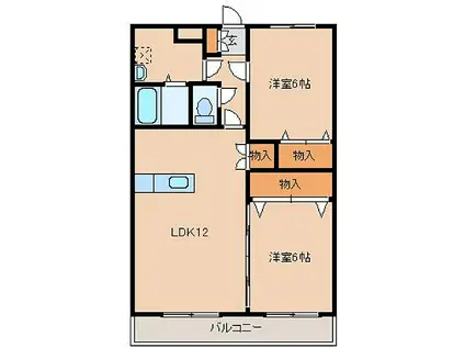 布施マンション(2LDK/3階)の間取り写真