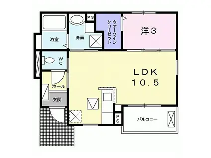 キアラ水戸(1LDK/1階)の間取り写真