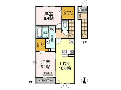 レガーロニッシン(2LDK/2階)の間取り写真