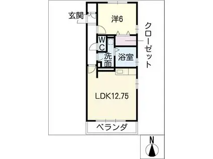 オータム(1LDK/3階)の間取り写真