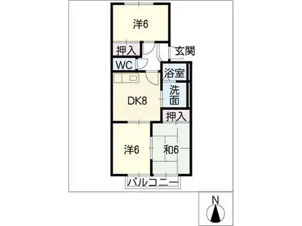 エクセレントヒル(3DK/2階)の間取り写真