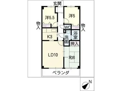 ユニオンヒルズ丘下(3LDK/7階)の間取り写真