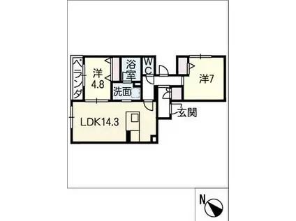 ツィプレッセン ハープス(2LDK/2階)の間取り写真