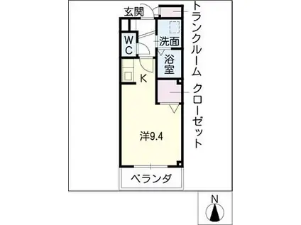 メゾン栄光(ワンルーム/1階)の間取り写真