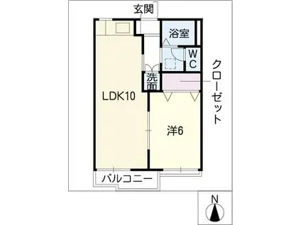 タウニー成田(1LDK/1階)の間取り写真