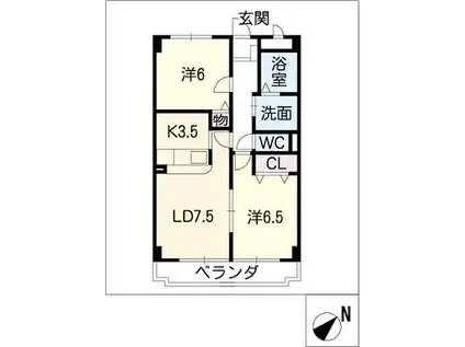 グリーンステージ(2LDK/3階)の間取り写真