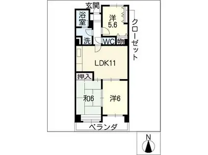 ロアジール上ヶ池(3LDK/3階)の間取り写真