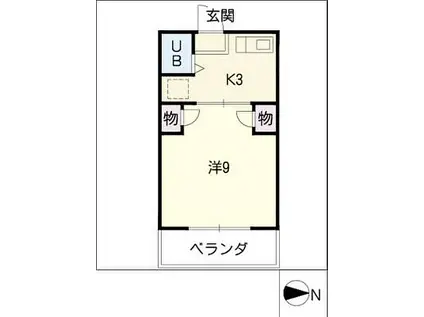 石川マンション(1K/3階)の間取り写真