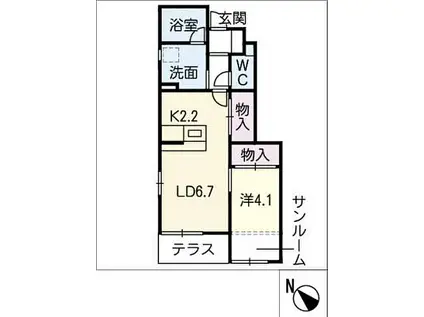 アステール(1LDK/1階)の間取り写真