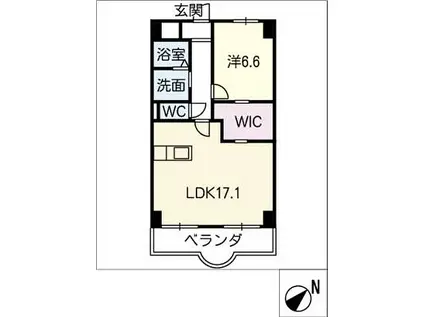 天神山マンションI号館(1LDK/1階)の間取り写真