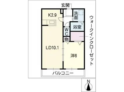 エスポワール(1LDK/2階)の間取り写真