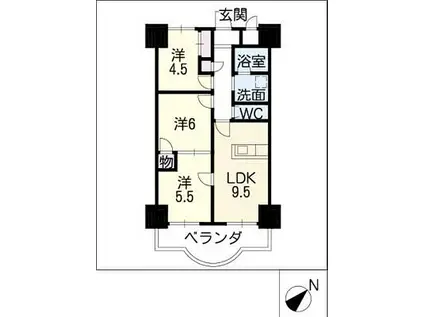 天神山マンションII号館(3LDK/5階)の間取り写真