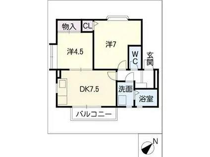 オリンピアトヨタ(2DK/2階)の間取り写真