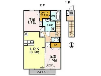 シェリール(2LDK/2階)の間取り写真