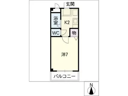 CRESCENT COURT西三条(1K/2階)の間取り写真