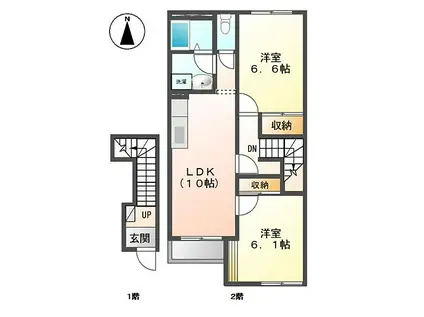 ディア アイリス II(2LDK/2階)の間取り写真