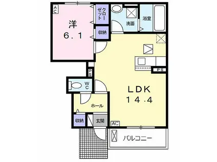 アンジュ(1LDK/1階)の間取り写真