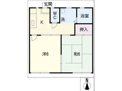 鈴木アパート 南棟(2K/1階)の間取り写真