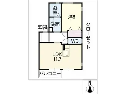 エスグレイシィ(1LDK/2階)の間取り写真