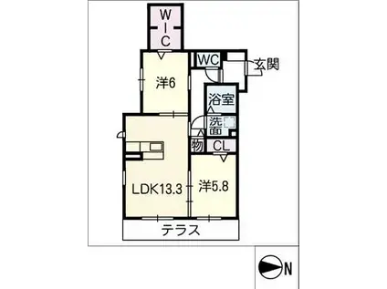 リヴァージュK(2LDK/1階)の間取り写真