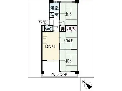 六軒屋農住コーポ松栄(3DK/2階)の間取り写真