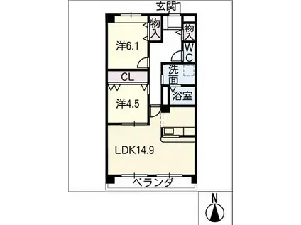 メゾンファミーユ(2LDK/1階)の間取り写真