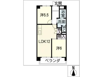 ベルニシキ S棟(2LDK/2階)の間取り写真