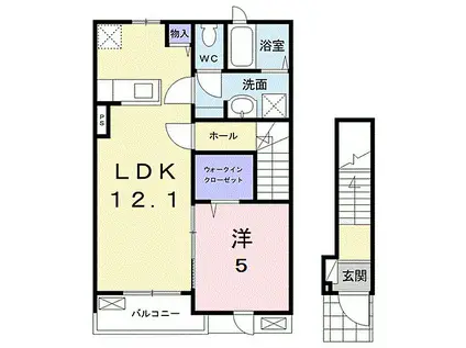 カレント・エアー(1LDK/2階)の間取り写真