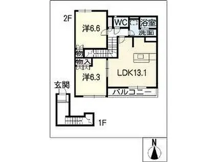 エバーレジデンス(2LDK/2階)の間取り写真