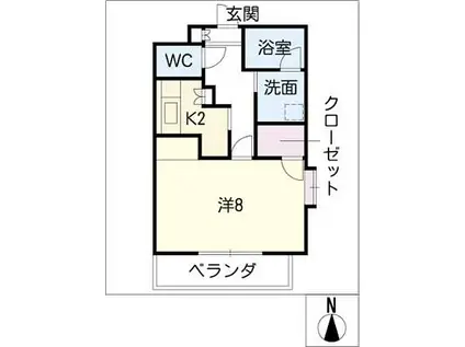 サプリーム新舞子II(1K/3階)の間取り写真