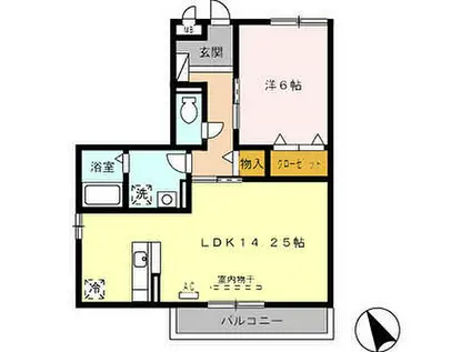 カーサコモダ新舞子C(1LDK/2階)の間取り写真