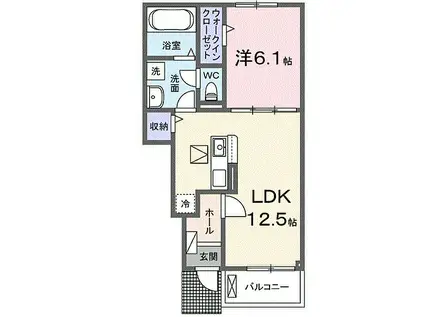 フィオリーレ・アノ I(1LDK/1階)の間取り写真