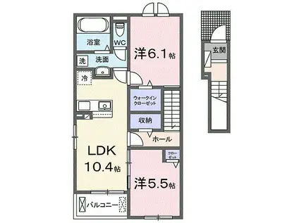 ブローテA(2LDK/2階)の間取り写真