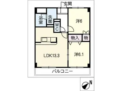 エバーグレース西富田(2LDK/4階)の間取り写真