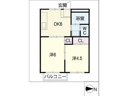斉木アパート(2DK/2階)の間取り写真