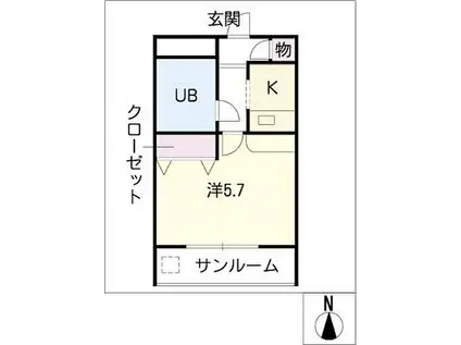 バスティード西浜田(ワンルーム/2階)の間取り写真