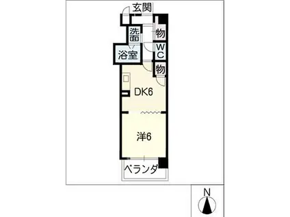 シティヴィラ中浜田(1DK/6階)の間取り写真