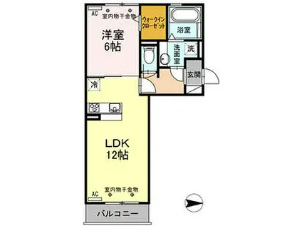 ガーネット(1LDK/3階)の間取り写真