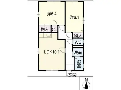 フィフティS(2LDK/1階)の間取り写真