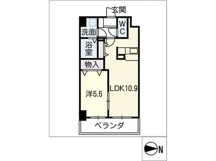 グランステージU(1LDK/8階)の間取り写真
