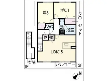 アイリ A棟(2LDK/2階)の間取り写真