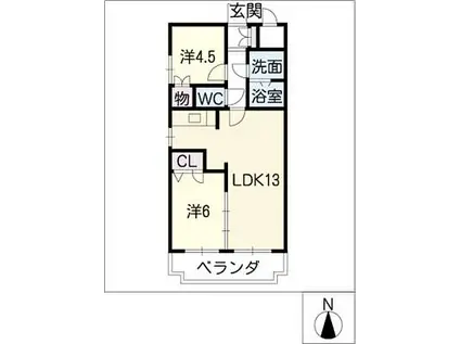 パークハイツ楠(2LDK/3階)の間取り写真