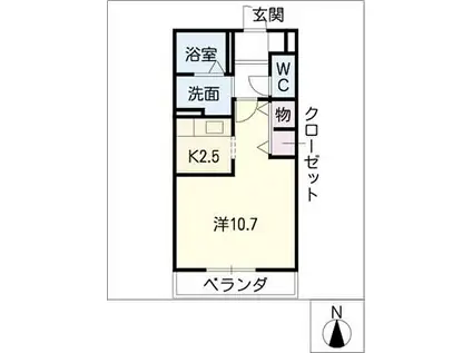 グランシャリオ(1K/1階)の間取り写真