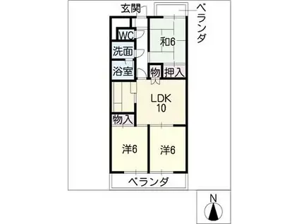 ライオンズマンション東山第23-11号(3DK/3階)の間取り写真