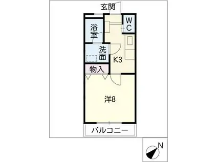 名古屋市営東山線 東山公園駅(愛知) 徒歩6分 2階建 築23年(1K/1階)の間取り写真