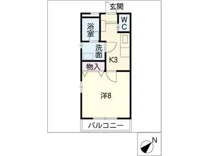 名古屋市営東山線 東山公園駅(愛知) 徒歩6分 2階建 築23年(1K/2階)の間取り写真