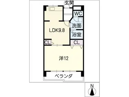 牧の里サンシャインビル(1LDK/3階)の間取り写真