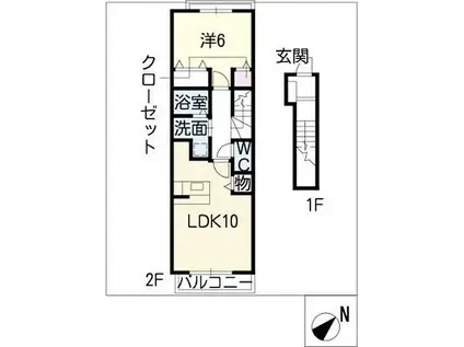プライジア新宿(1LDK/2階)の間取り写真