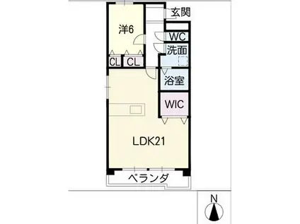 キャッスル東栄B棟(1LDK/2階)の間取り写真