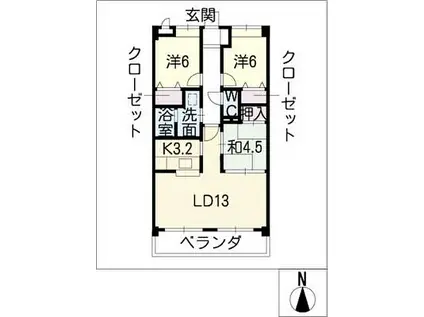 ヴェルベデーレ陸前(3LDK/3階)の間取り写真